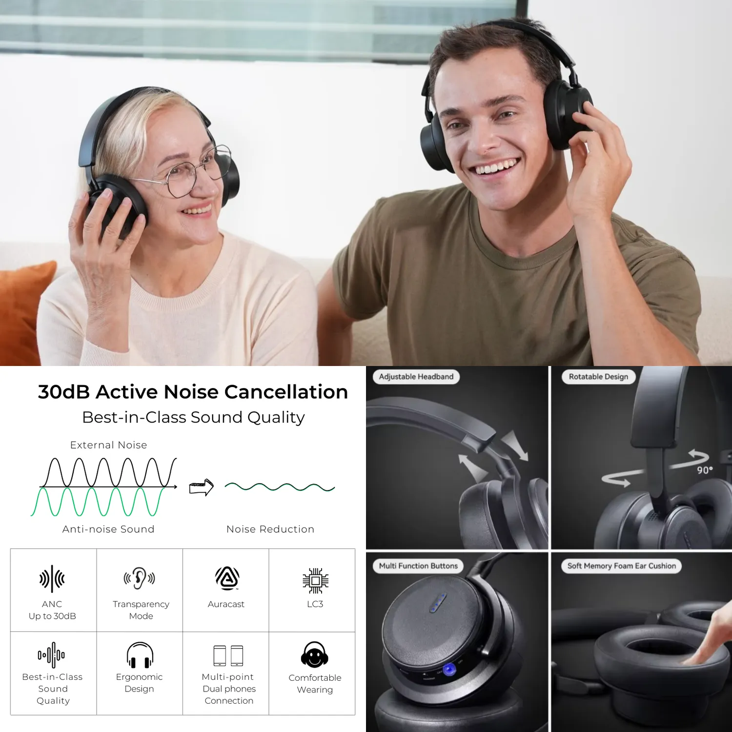 Moerlab EchoBeatz ANC draadloze koptelefoon Auracast