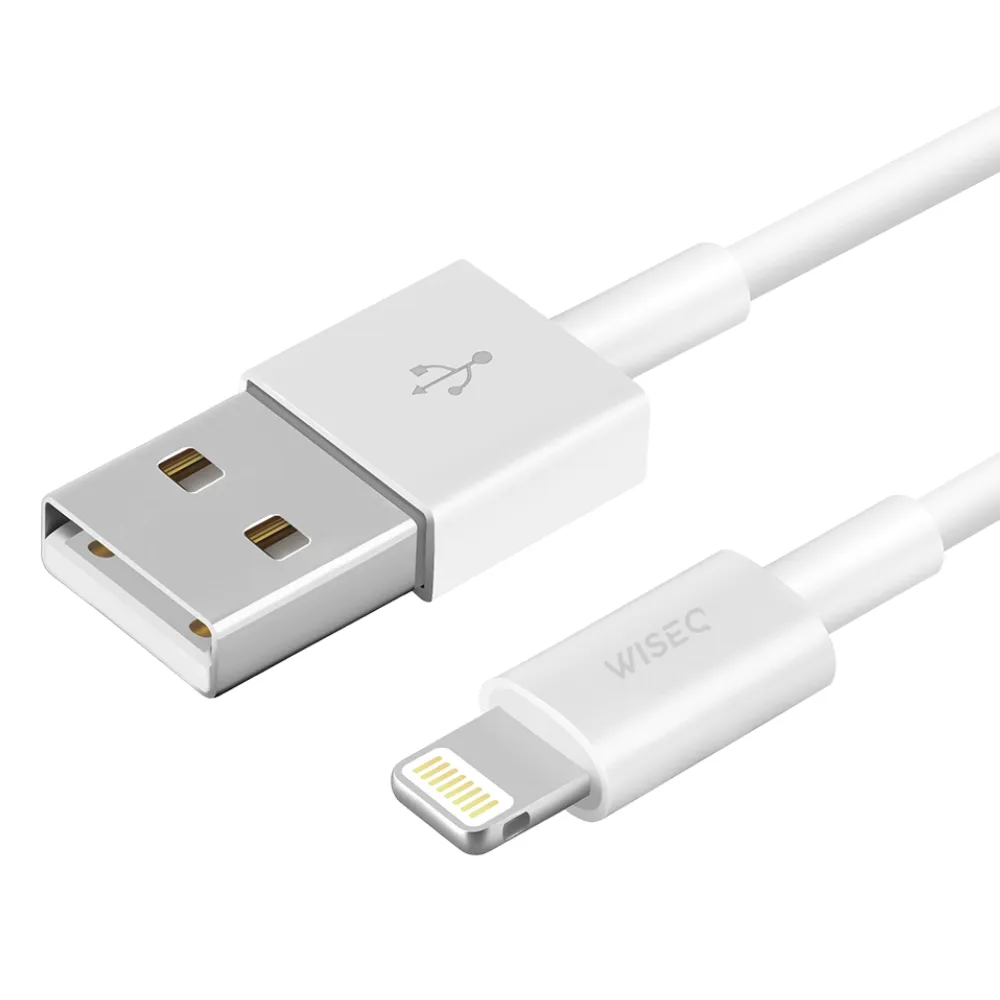 WISEQ USB naar Lightning oplaadkabel 2 meter wit gecertificeerd