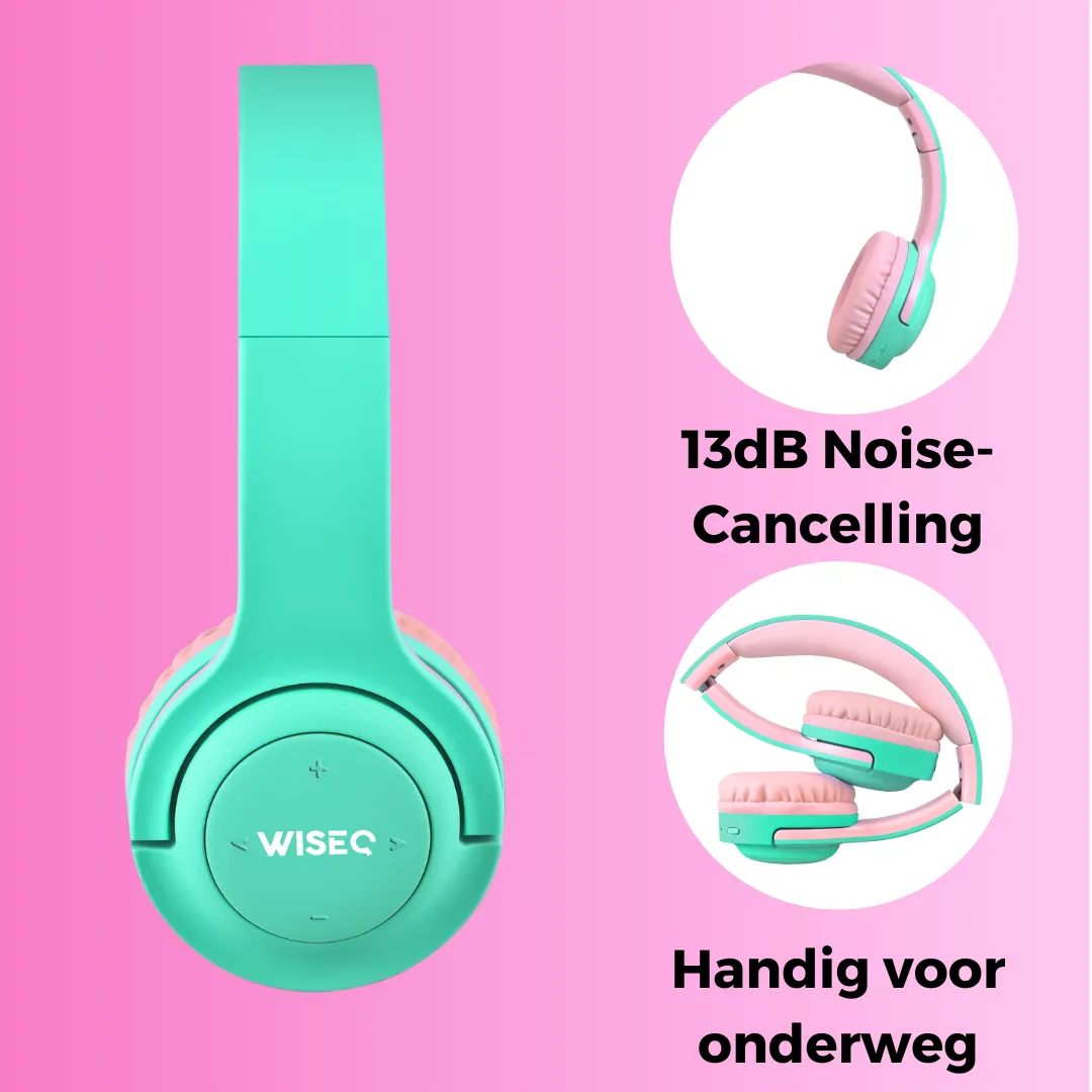 WISEQ Hero kinderkoptelefoon Unicorn-Bubblegum 38 uur volumebegrensd