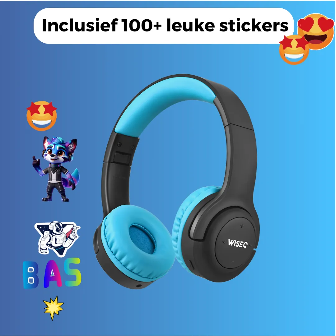 WISEQ Hero Kinder Koptelefoon Draadloos Zwart-Blauw –38u