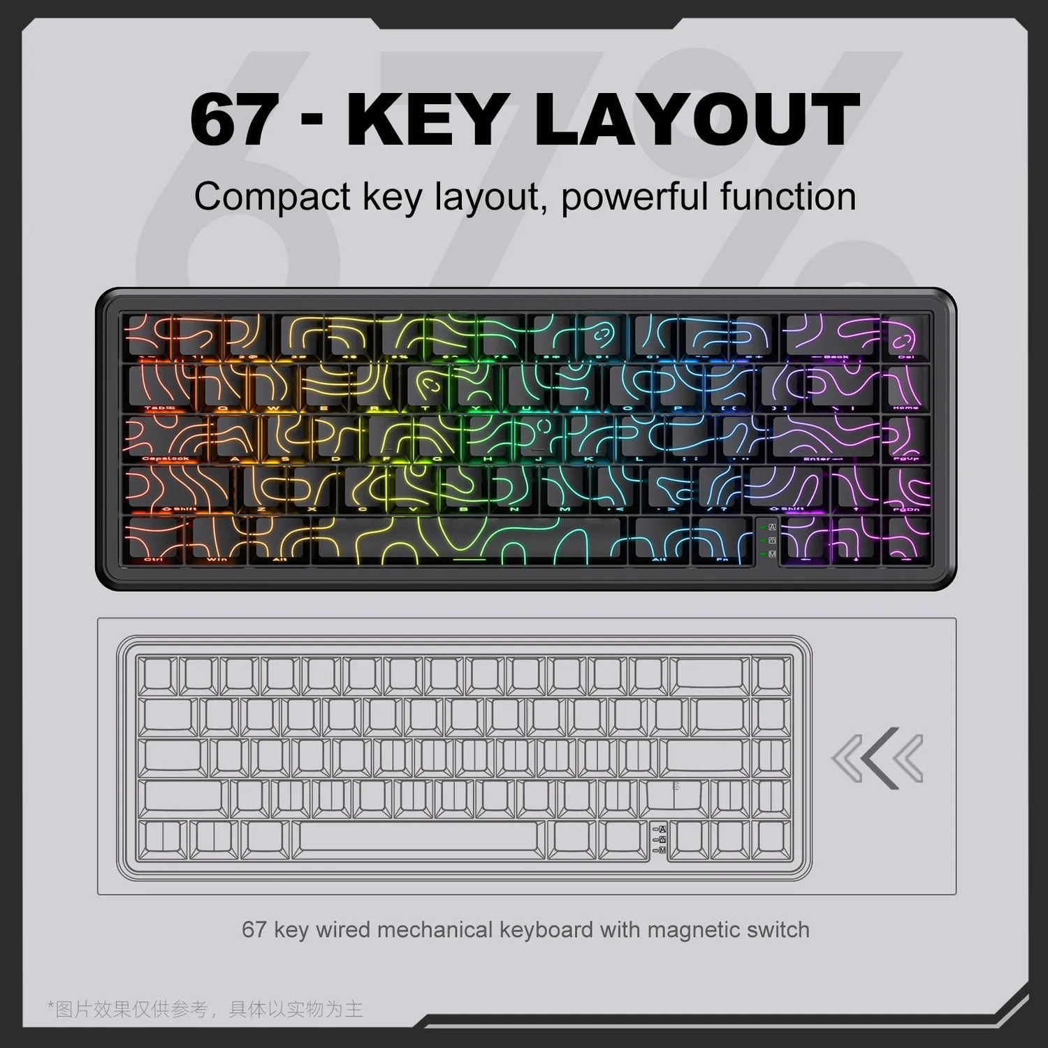 ONIKUMA G67 Toetsenbord 60% Bedraad RGB Magnetisch