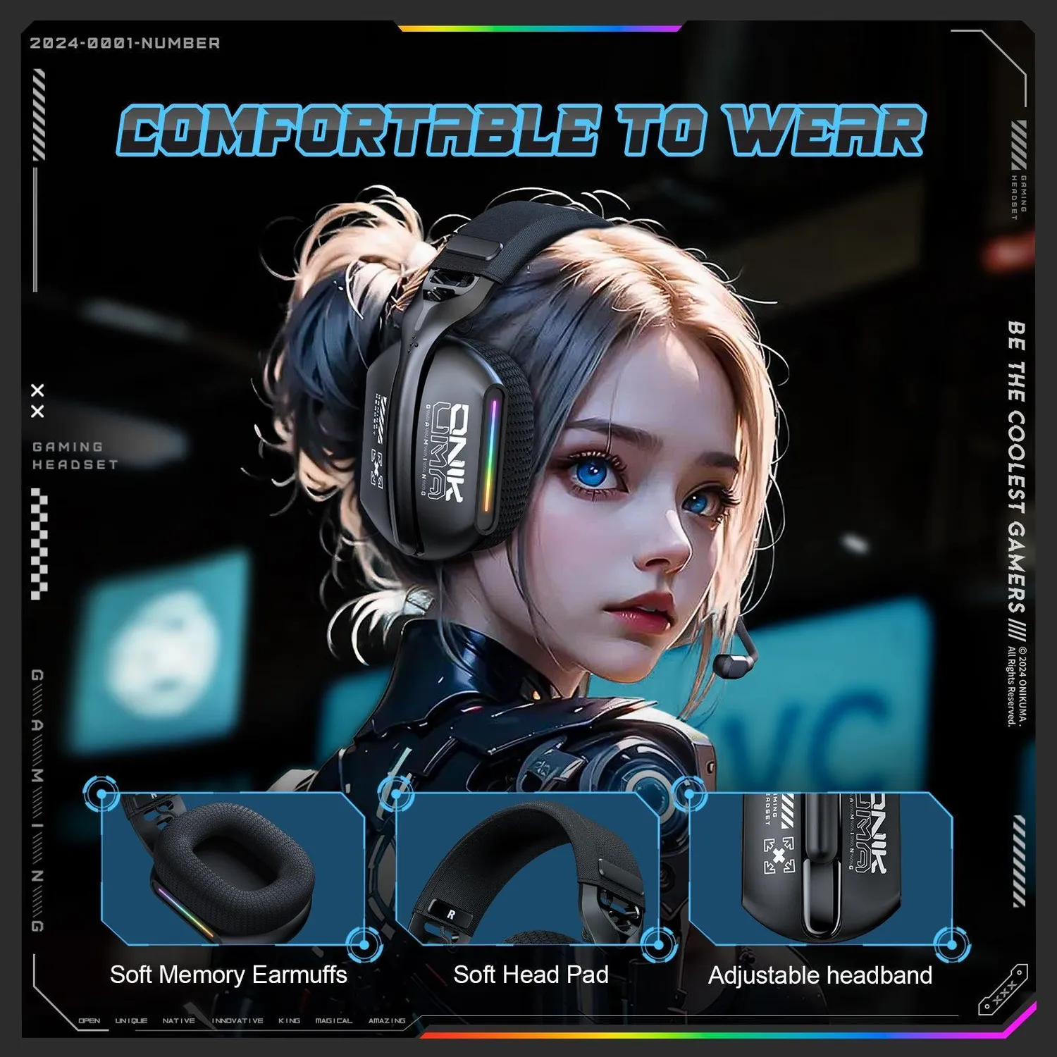 ONIKUMA GT808 gaming headset zwart bluetooth
