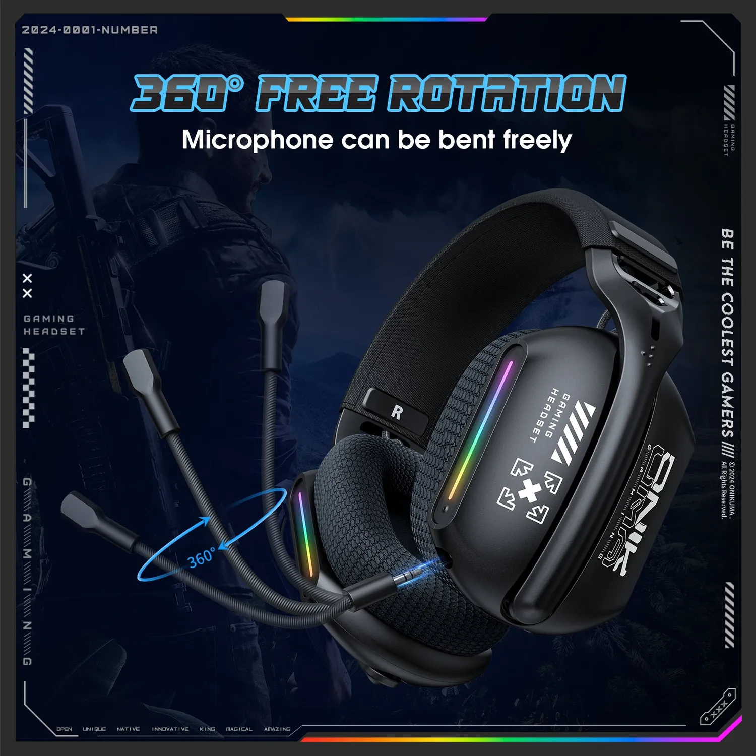ONIKUMA GT808 gaming headset zwart bluetooth