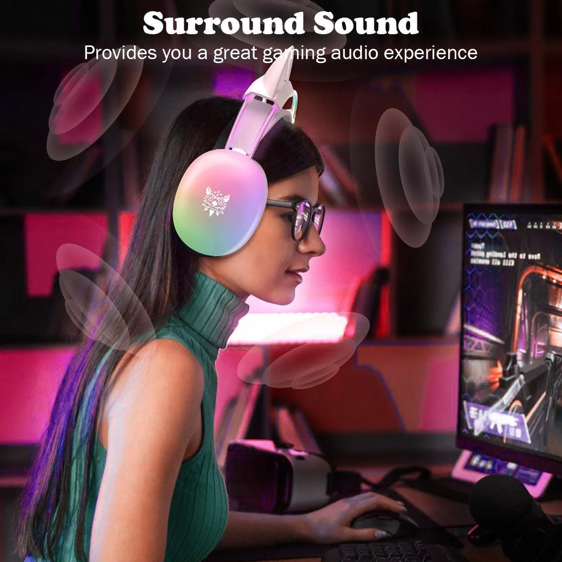ONIKUMA X25 gaming headset wit met kattenoren
