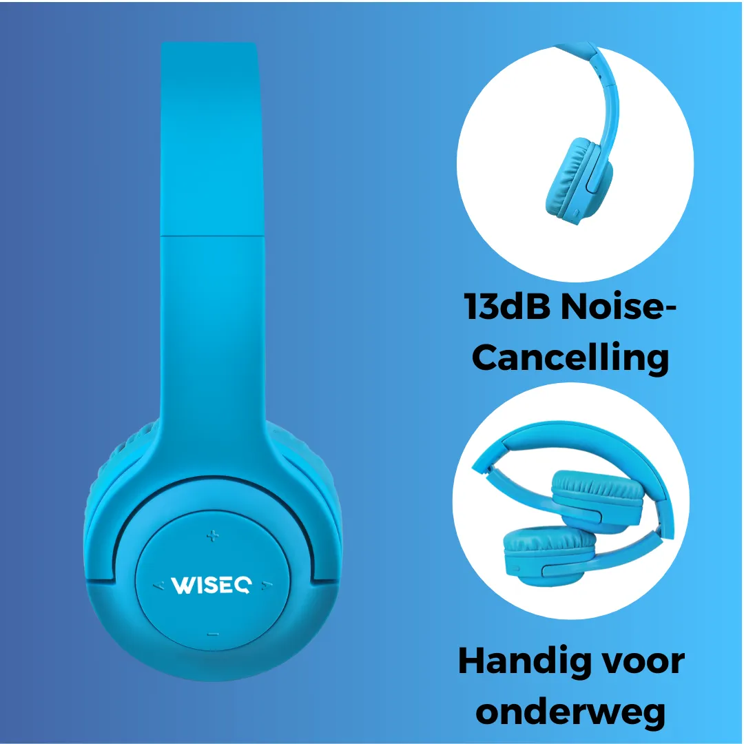 WISEQ Hero kinderkoptelefoon blauw 38 uur volumebegrensd