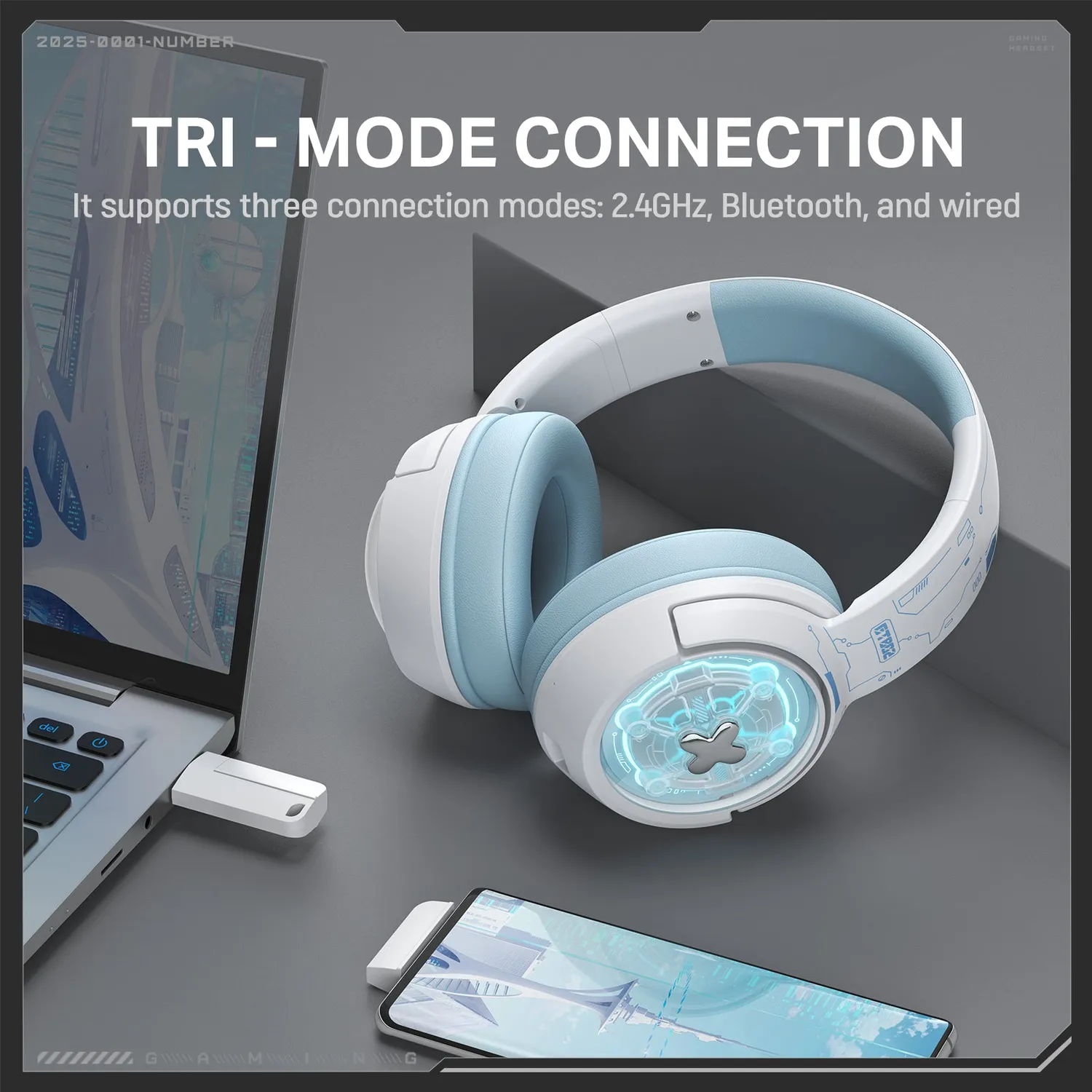 ONIKUMA GT802 gaming headset zwart tri-mode