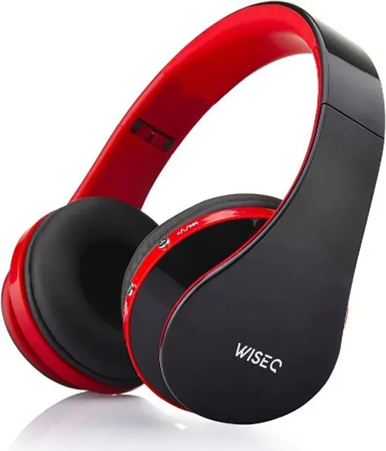 WISEQ BTwireless kinderkoptelefoon zwart-rood bluetooth