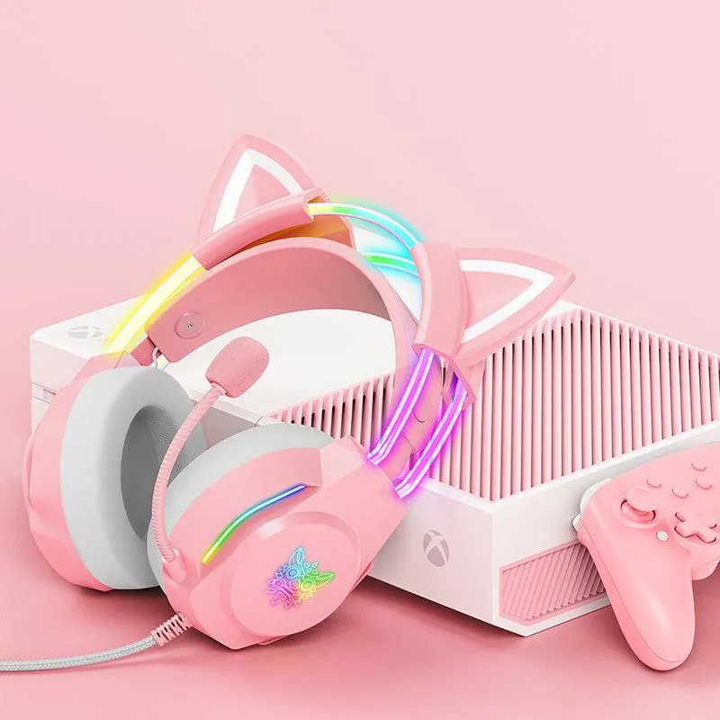 ONIKUMA X26 gaming headset kattenoren roze