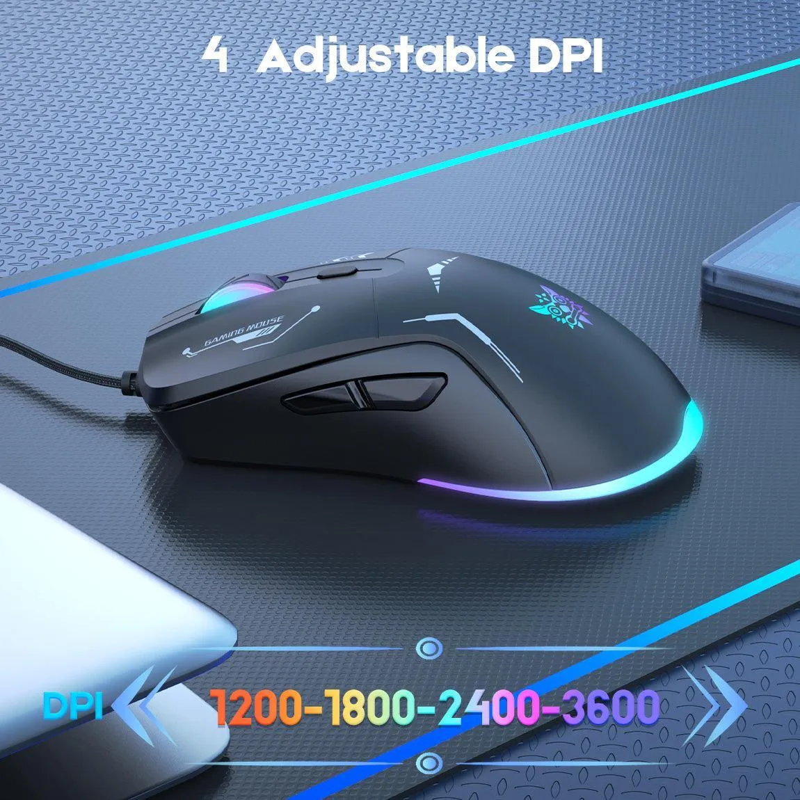 ONIKUMA CW917 gaming muis bedraad zwart RGB