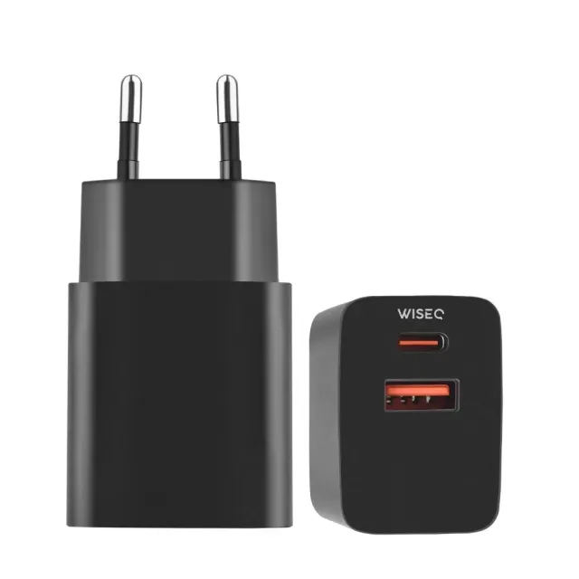 WiseQ 33W Adapter USB-A USB-C Zwart Snellader