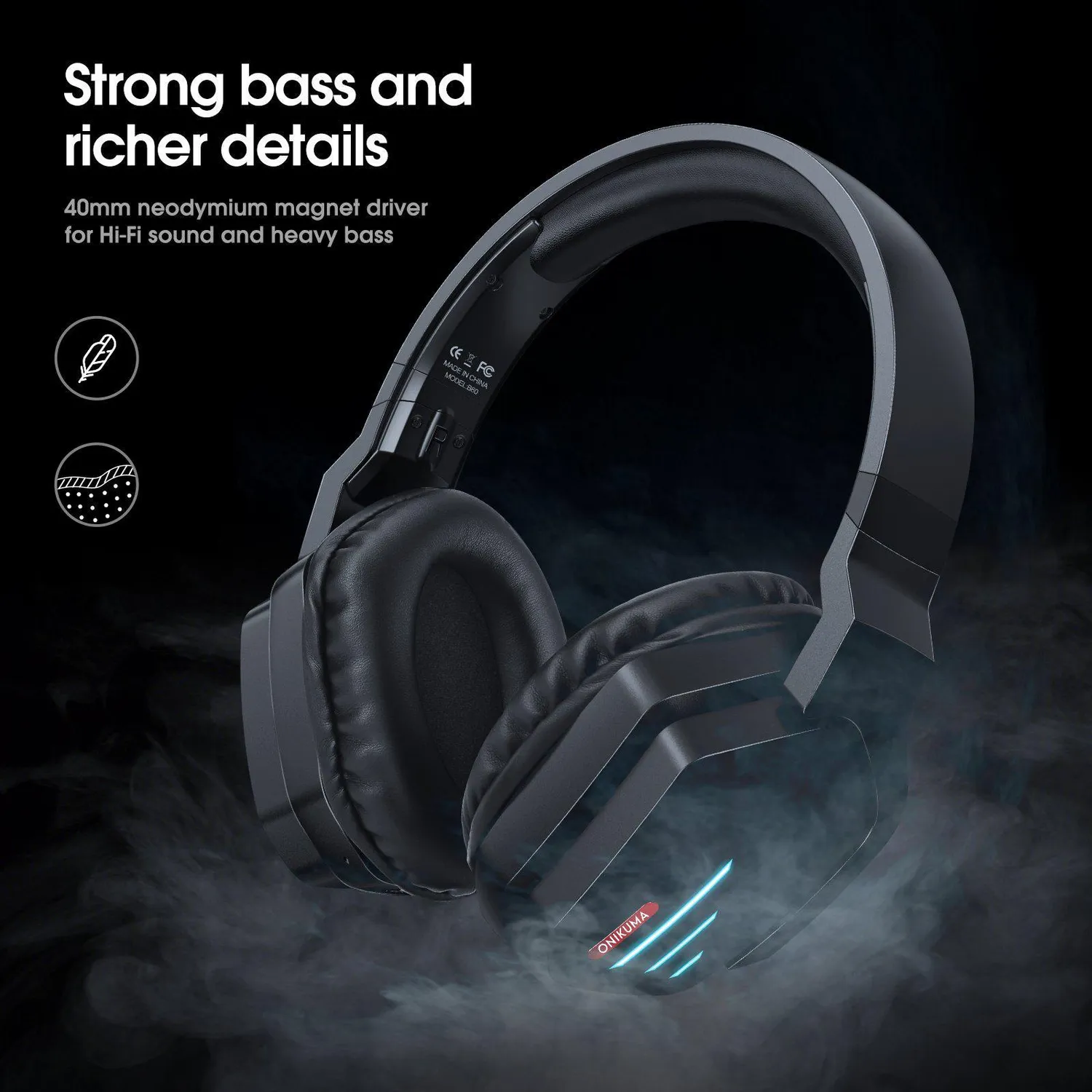 ONIKUMA B60 draadloze headset zwart bluetooth