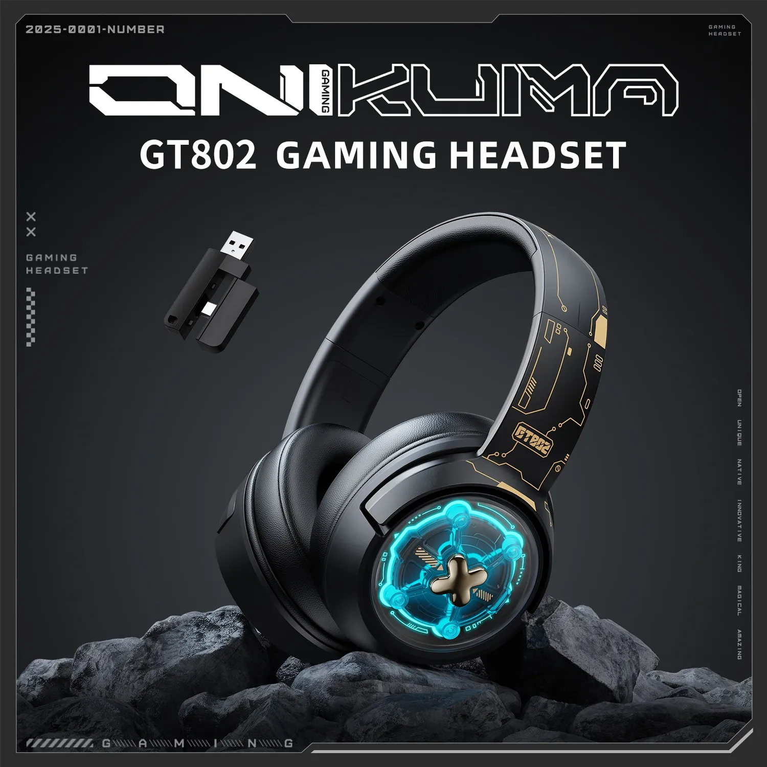 ONIKUMA GT802 gaming headset zwart tri-mode