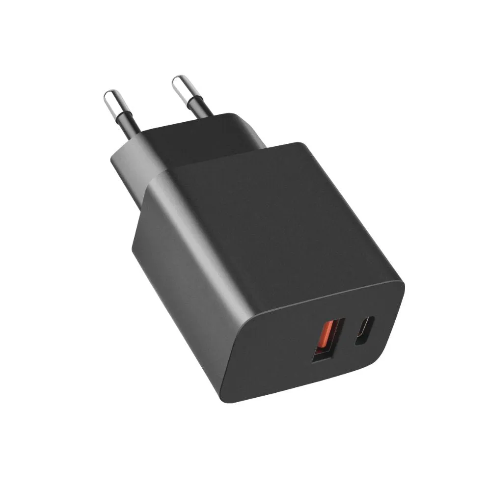 WiseQ 33W Adapter USB-A USB-C Zwart Snellader
