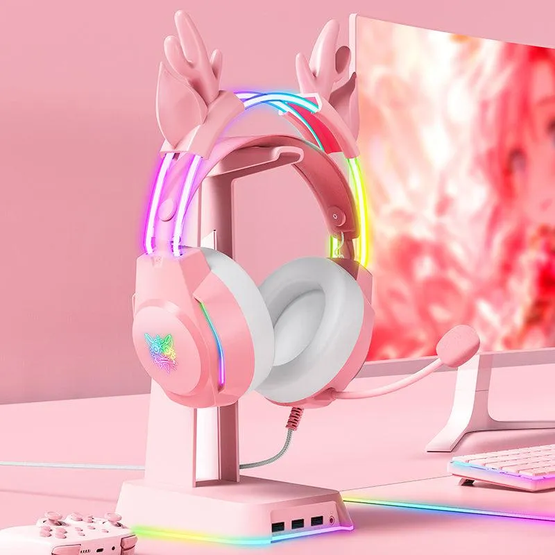 ONIKUMA X26 gaming headset roze bedraad RGB