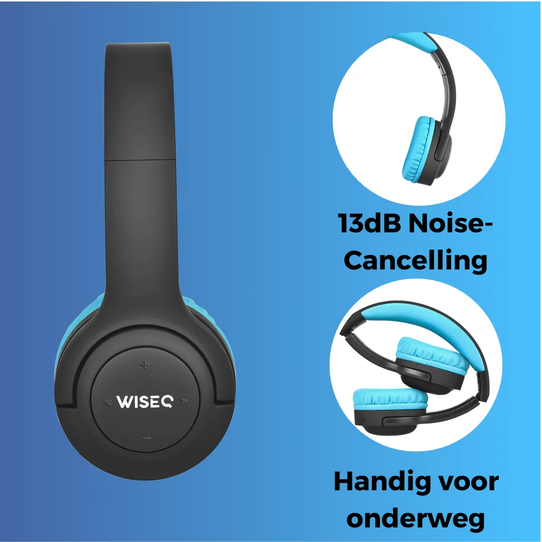 WISEQ Hero Kinder Koptelefoon Draadloos Zwart-Blauw –38u