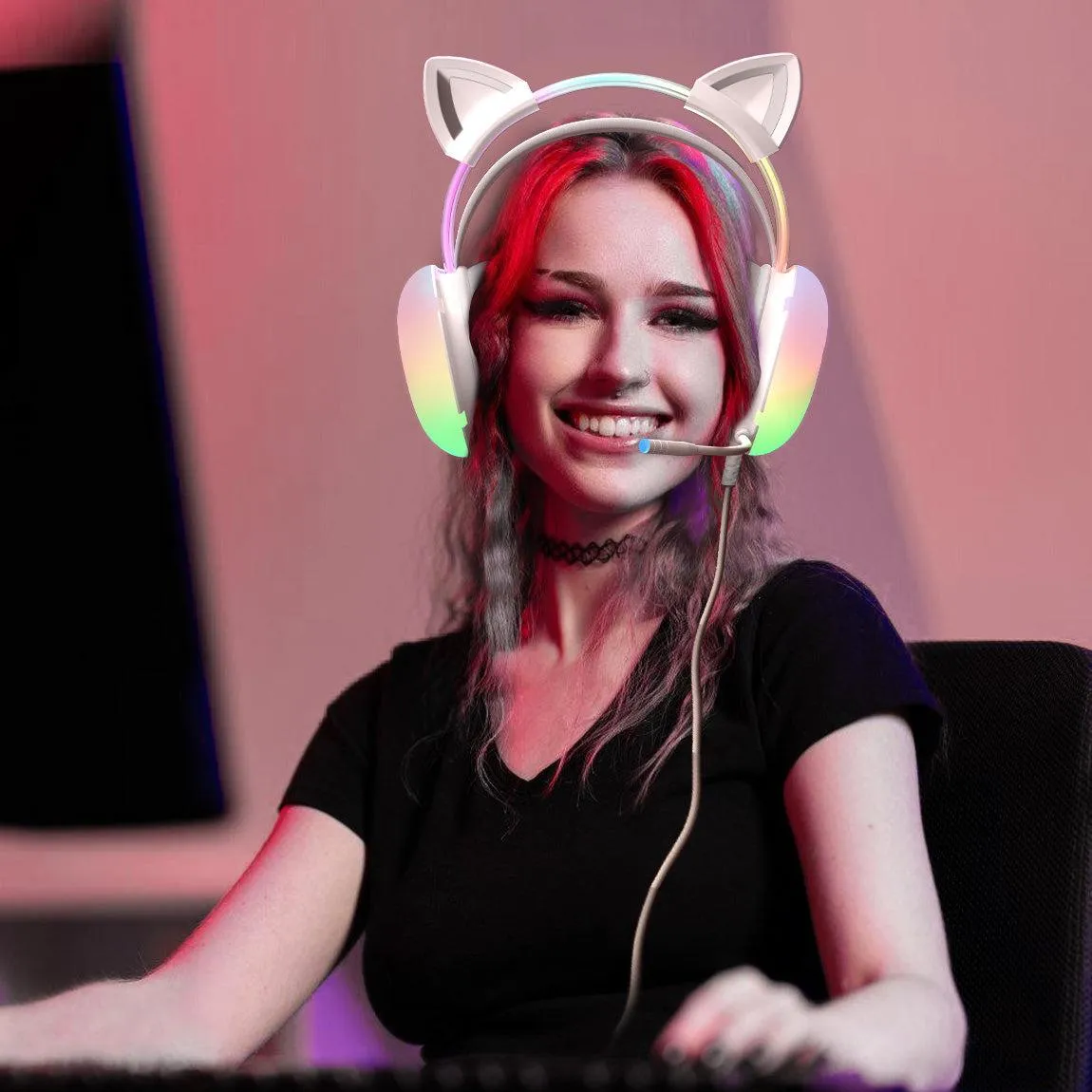 ONIKUMA X25 gaming headset wit met kattenoren