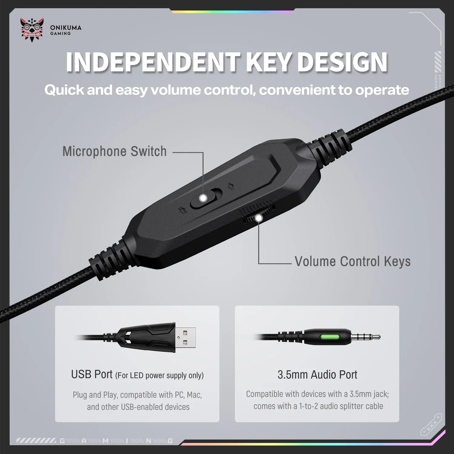 ONIKUMA X91 gaming headset zwart bedraad – met RGB