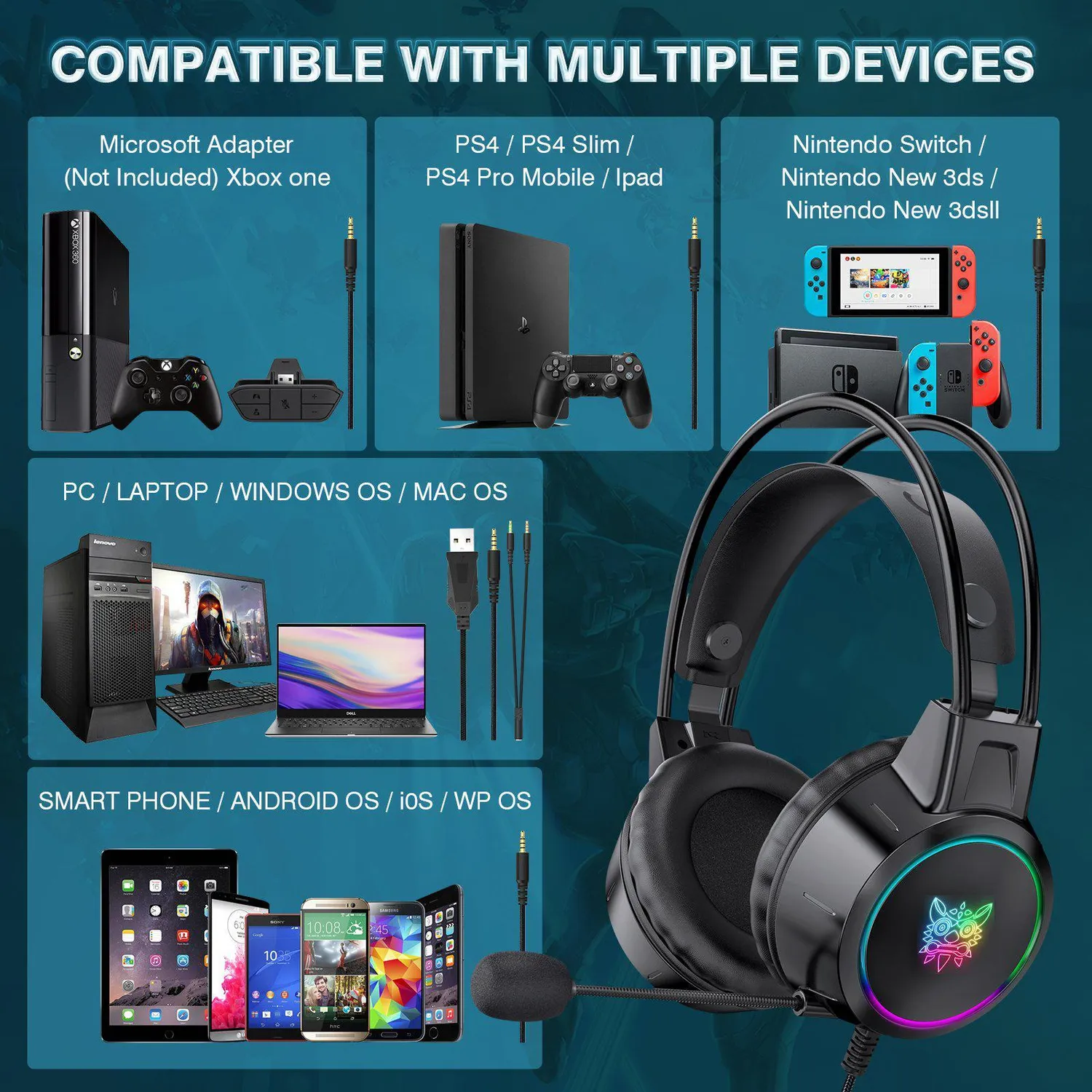 ONIKUMA X15 PRO gaming headset zwart – surround sound
