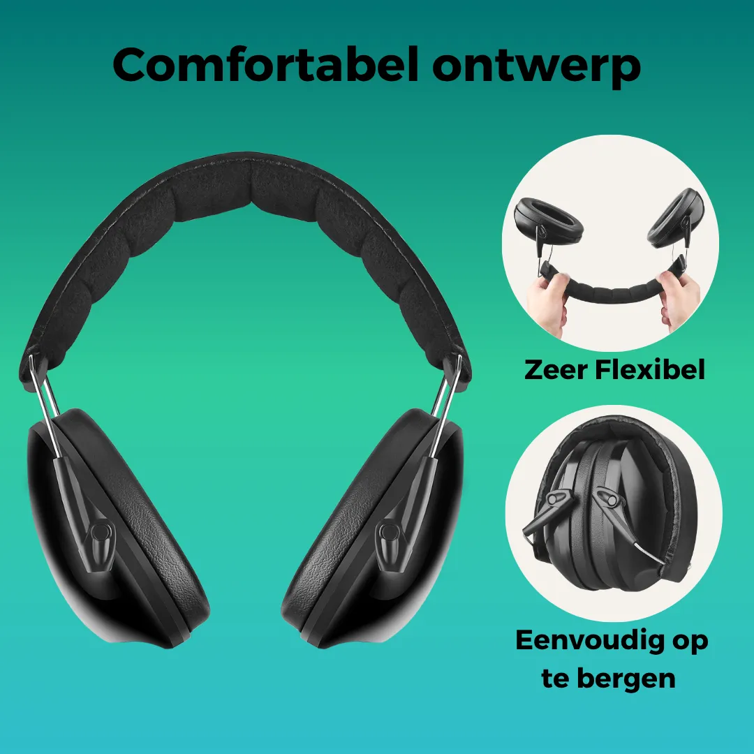 WISEQ Gehoorbescherming Kinderen Oorkappen Zwart 26dB