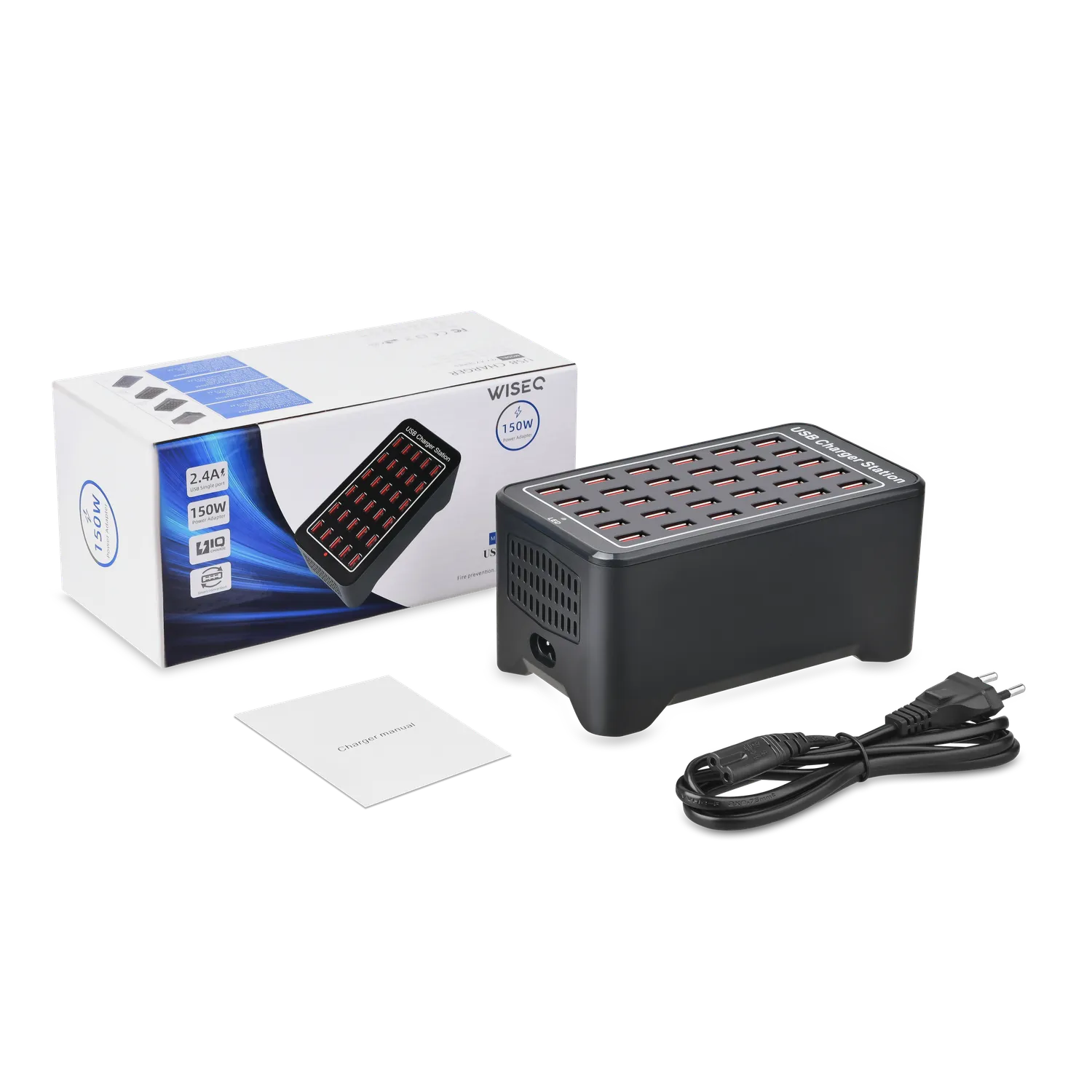 WISEQ USB Hub 30 Poorten 150W oplader met voeding