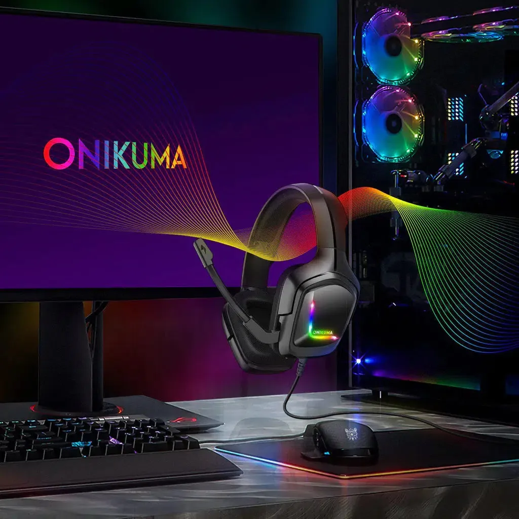 ONIKUMA K20 gaming headset bedraad zwart met RGB