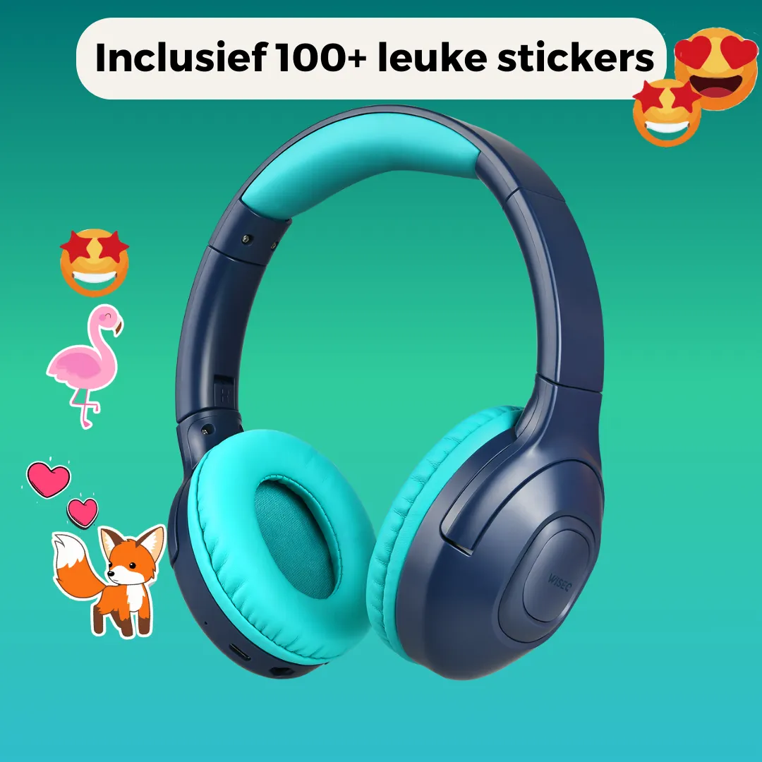 WISEQ Unbreakable kinder koptelefoon blauw draadloos 45 uur