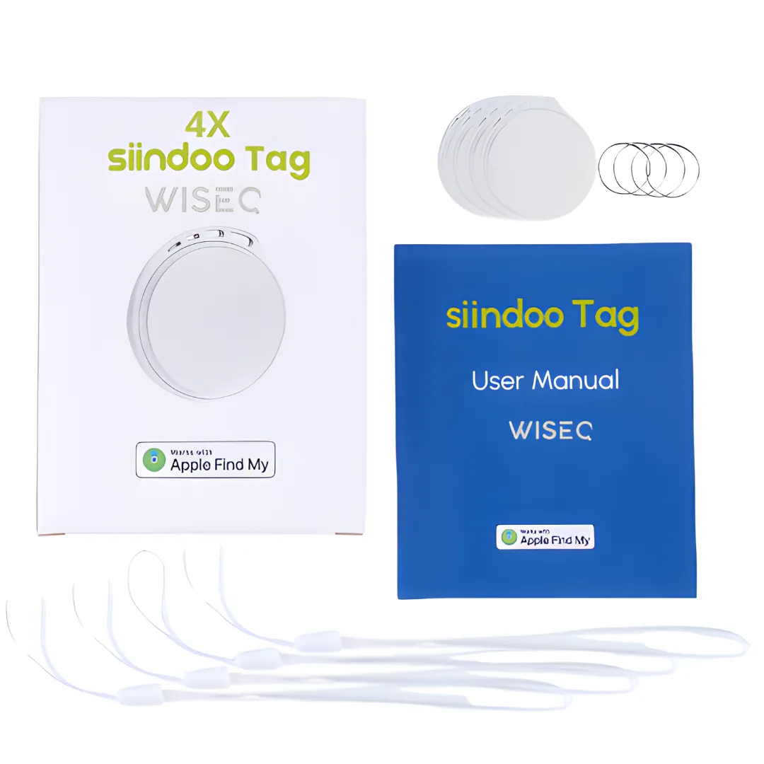 WISEQ GPS tracker Find My wit 4 stuks sleutelvinder