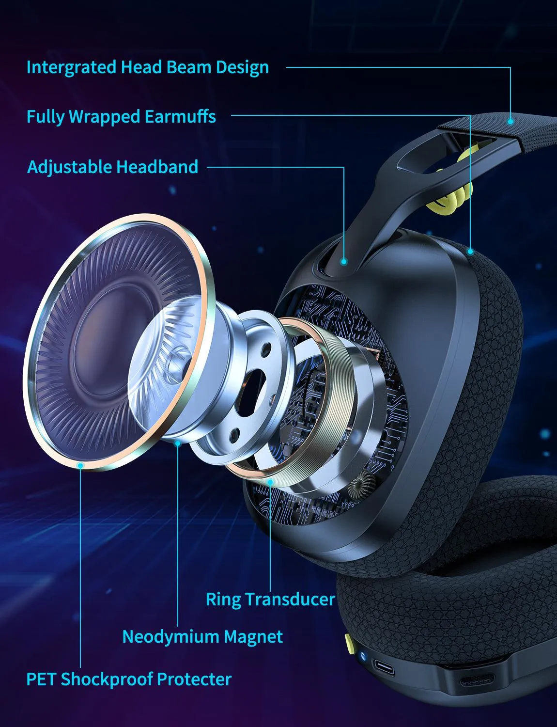 ONIKUMA B2 gaming headset zwart drievoudig