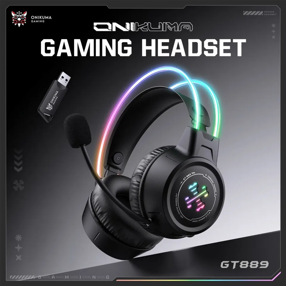 ONIKUMA GT889 gaming headset zwart draadloos – 60 uur