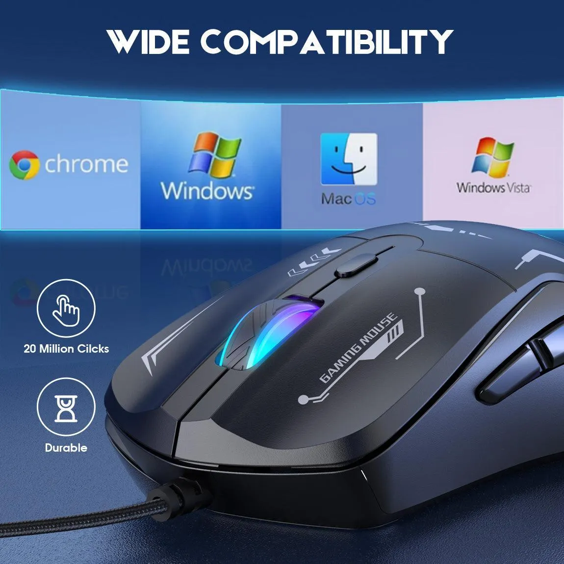 ONIKUMA CW917 gaming muis bedraad zwart RGB