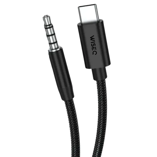 WISEQ audiokabel USB-C naar 3.5mm zwart 1 meter mic