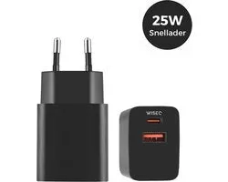 WISEQ USB Snellader Adapter 25W Zwart 2 Poorten