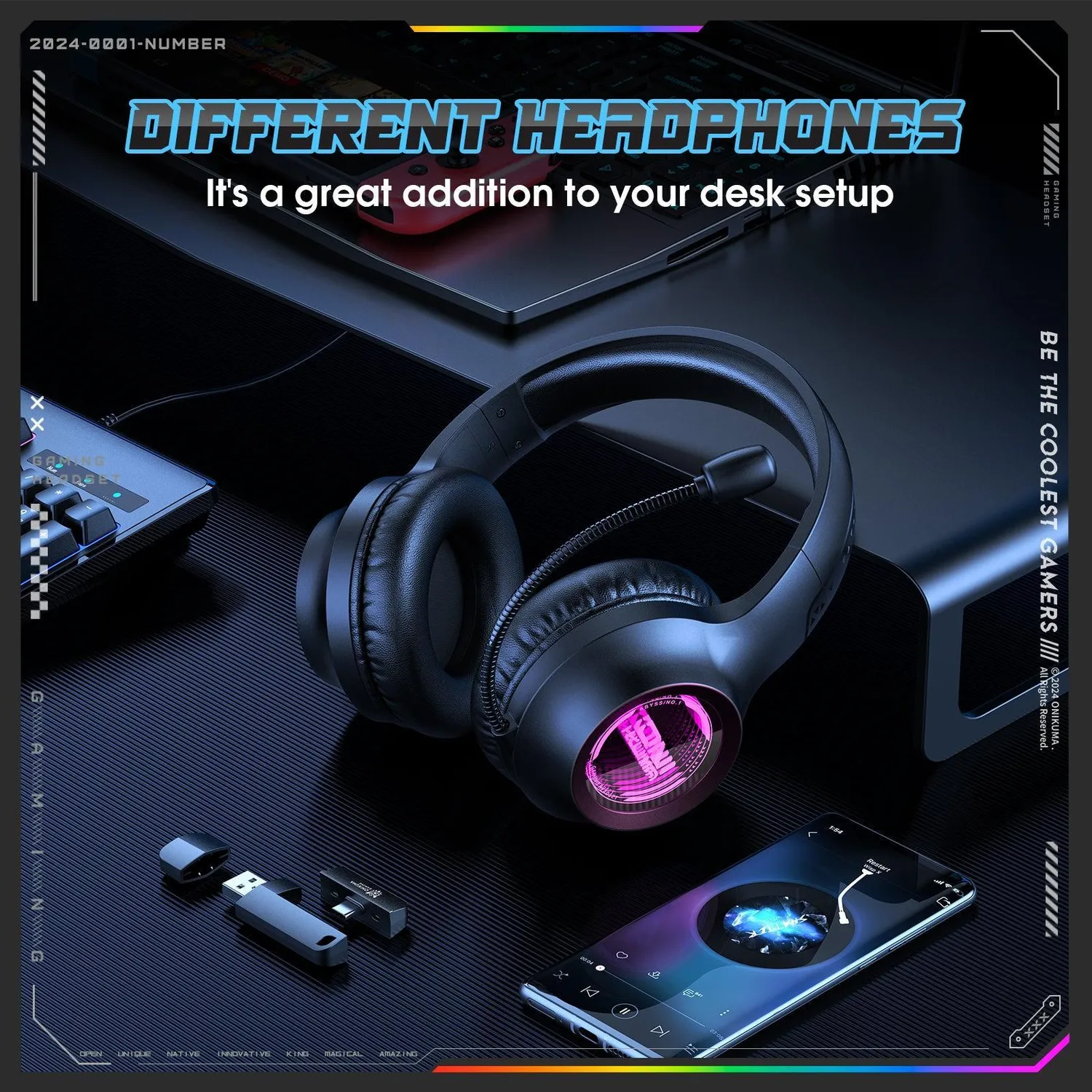 ONIKUMA GT818 gaming headset zwart bluetooth 20 uur