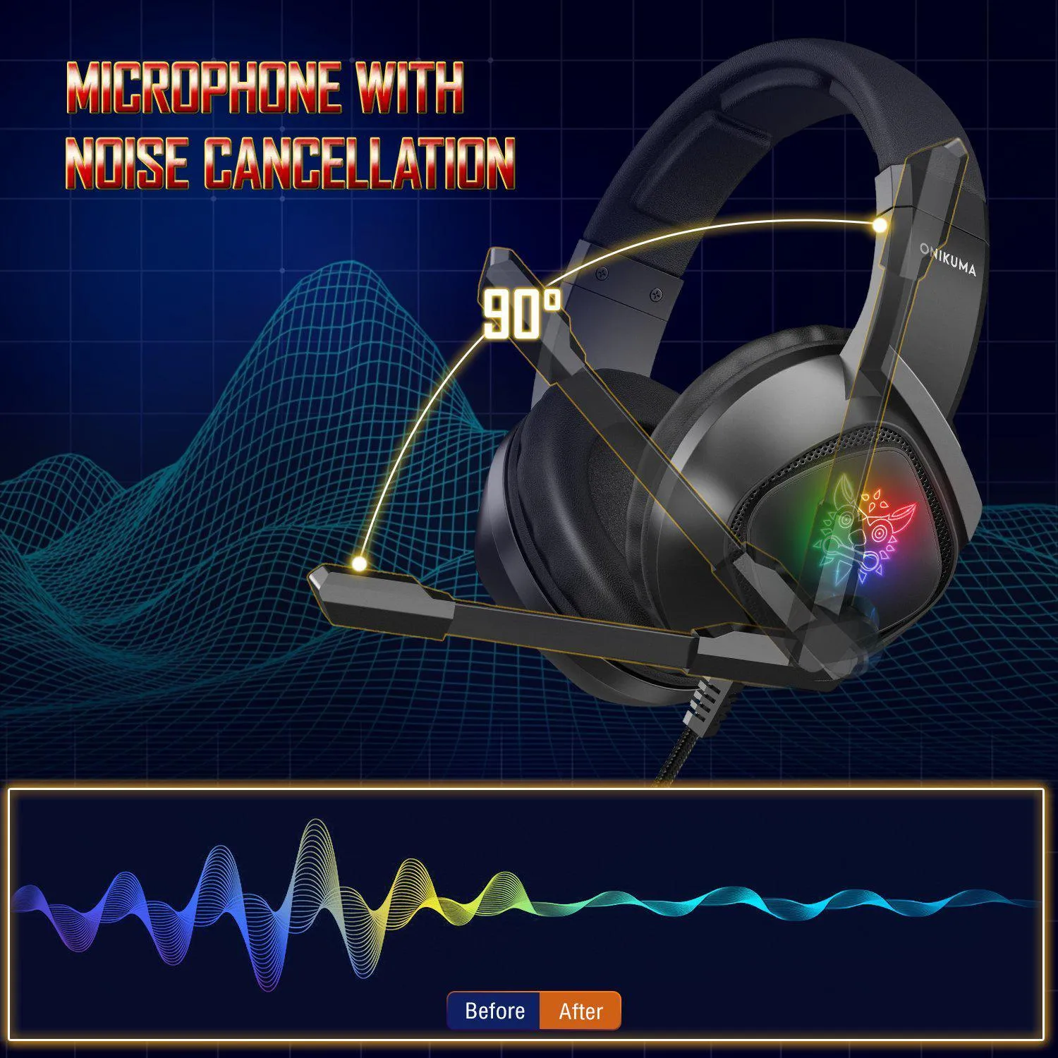 ONIKUMA K19 gaming headset zwart bedraad stereo