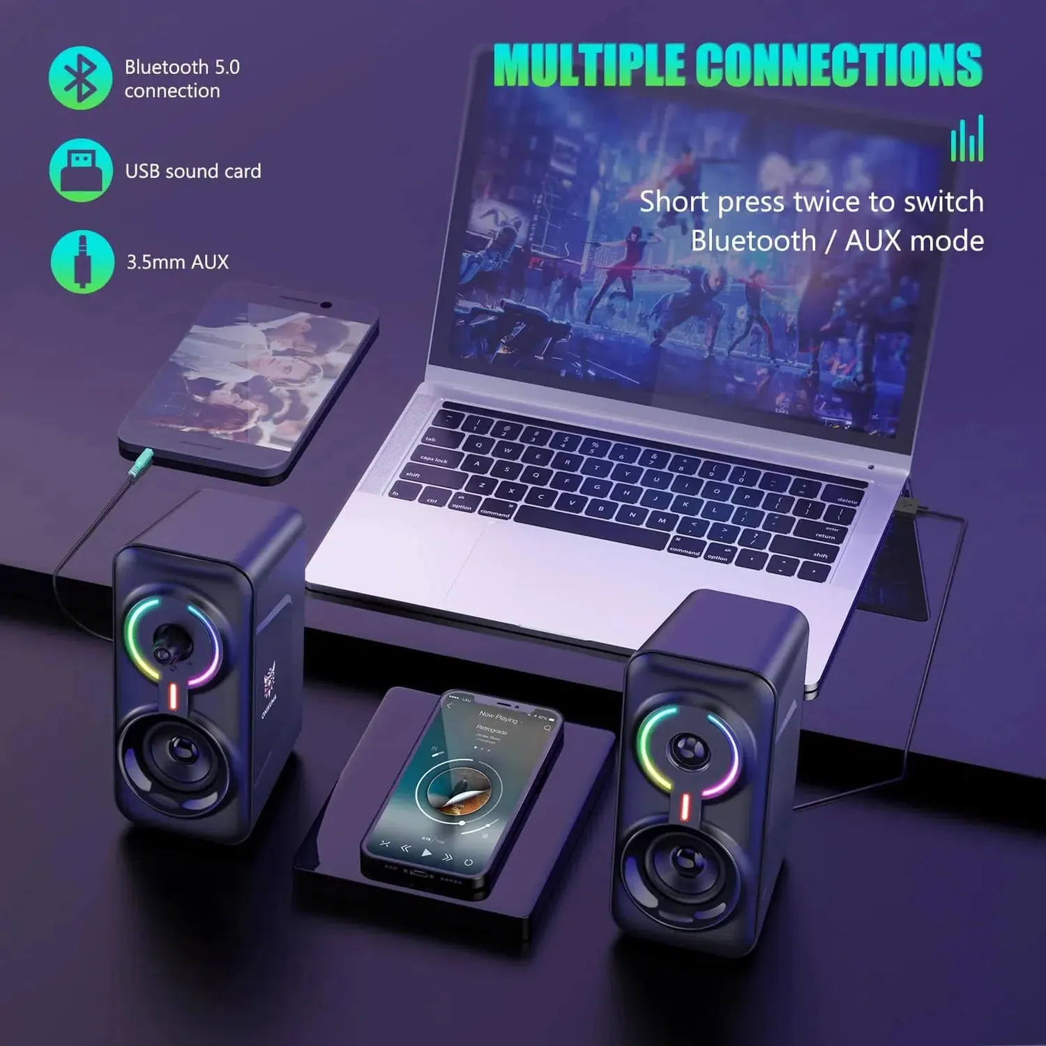 ONIKUMA L6 gaming speaker zwart Bluetooth RGB