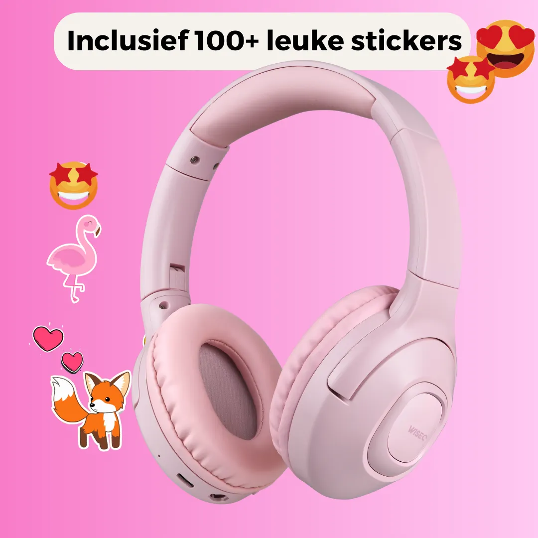 WISEQ Unbreakable Kinderkoptelefoon Draadloos Roze 45u
