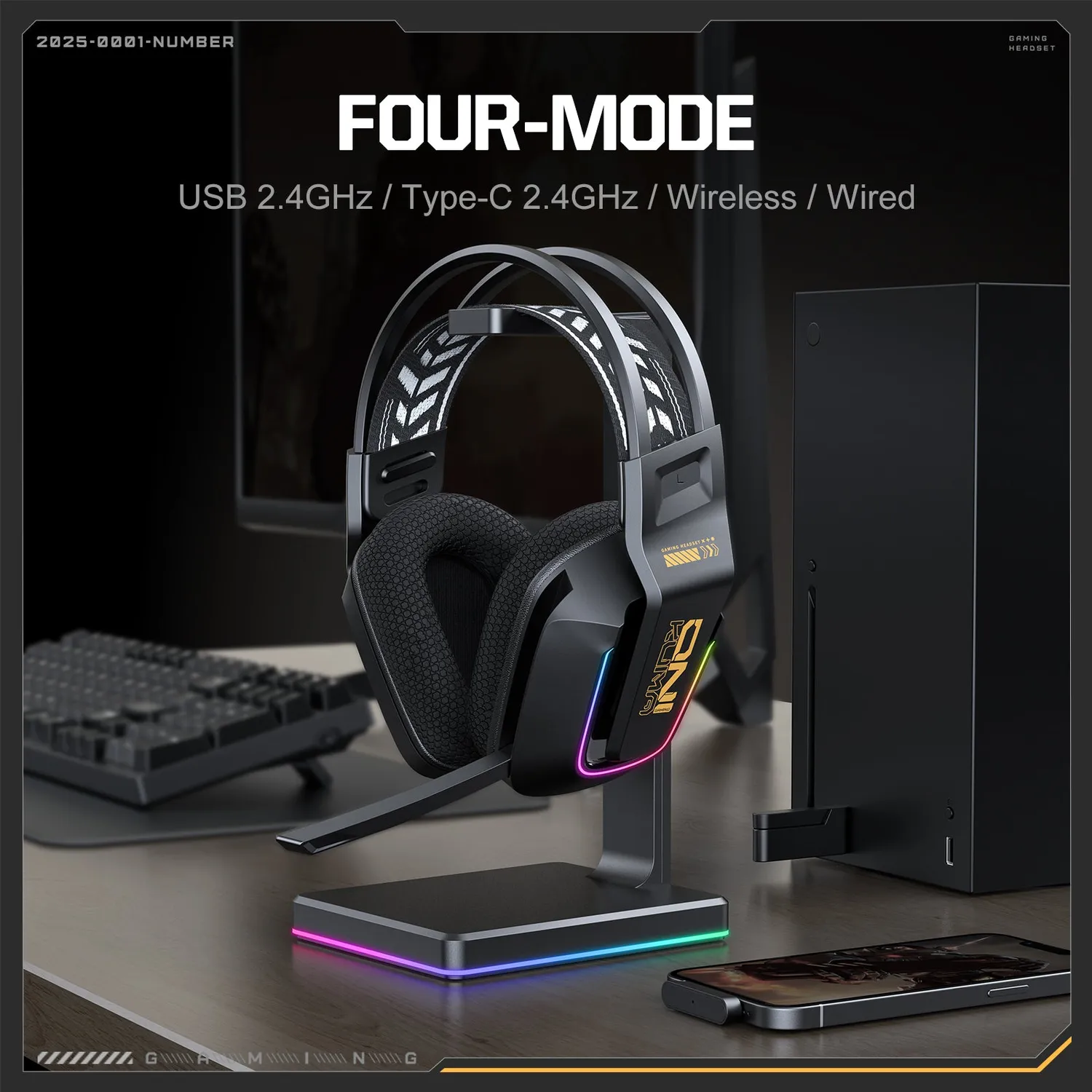 ONIKUMA GT828 gaming headset zwart draadloos 55H