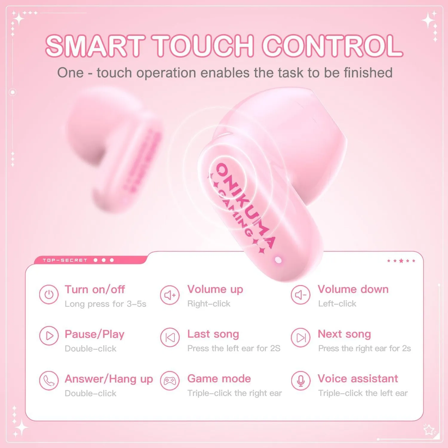 ONIKUMA TX603 oordopjes roze nekband ENC