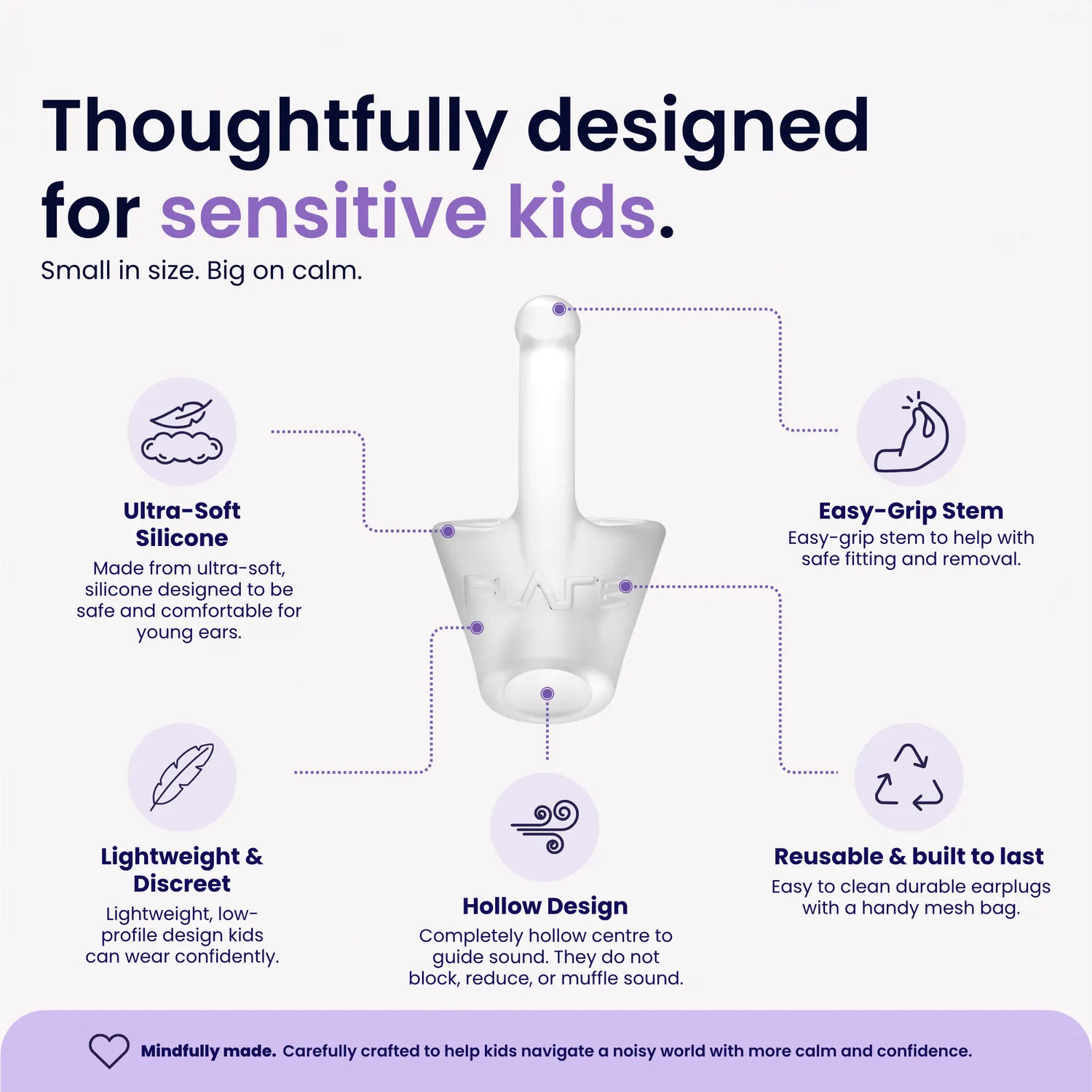 Flare Audio Calmer Kids oordopjes Translucent zonder koord