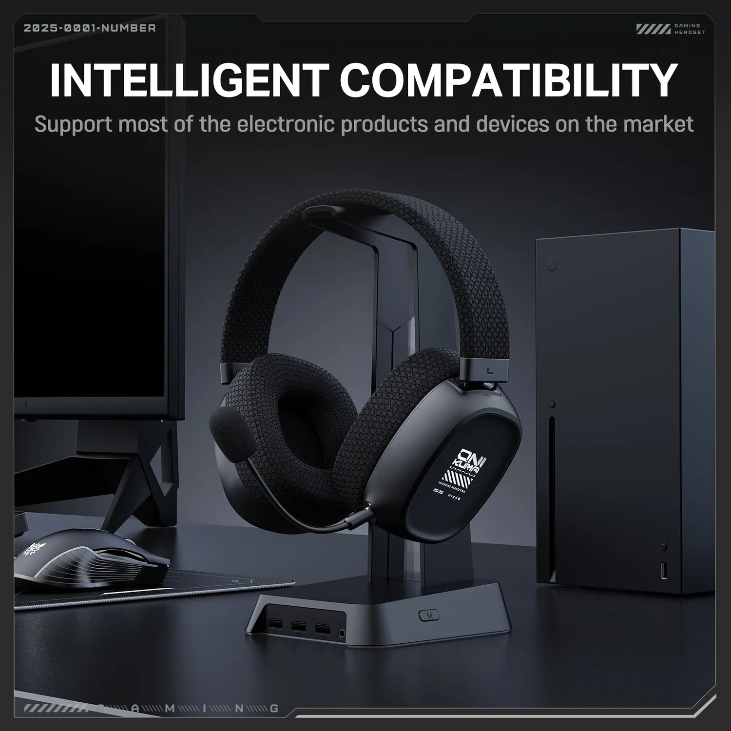ONIKUMA GT839 gaming headset zwart draadloos 45H