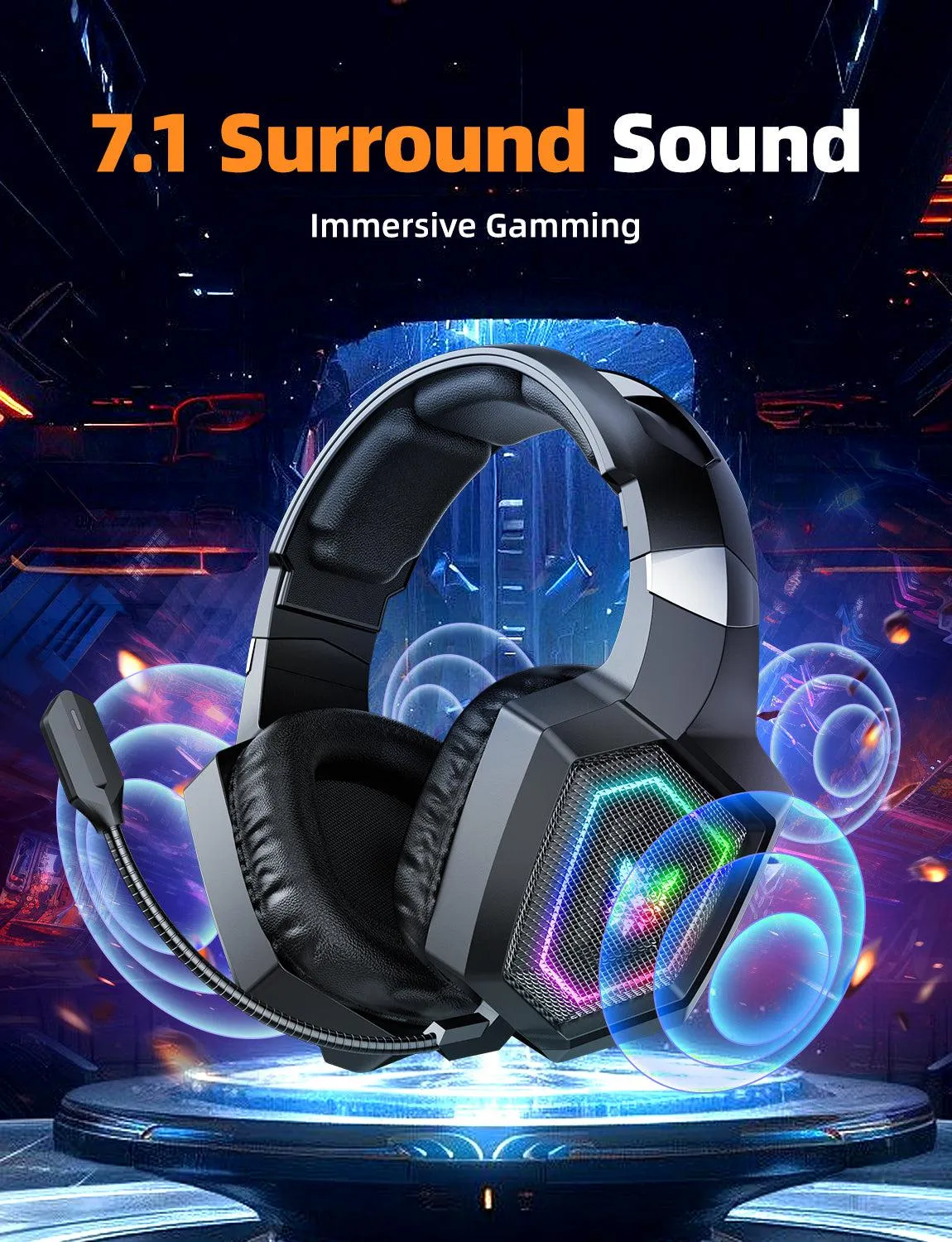 ONIKUMA GT806 draadloze gaming headset zwart 7.1