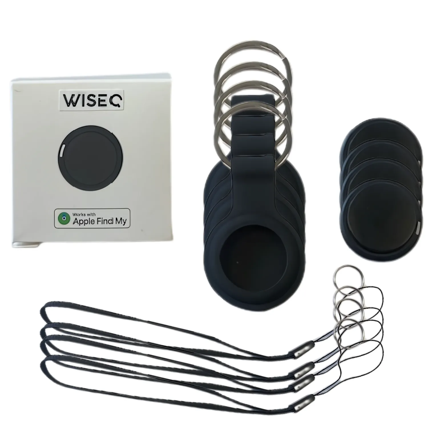 WISEQ GPS tracker Find My 4 stuks zwart bluetooth