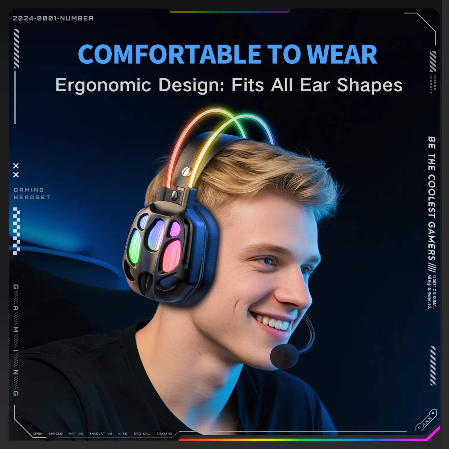 ONIKUMA X89 gaming headset zwart met RGB en microfoon