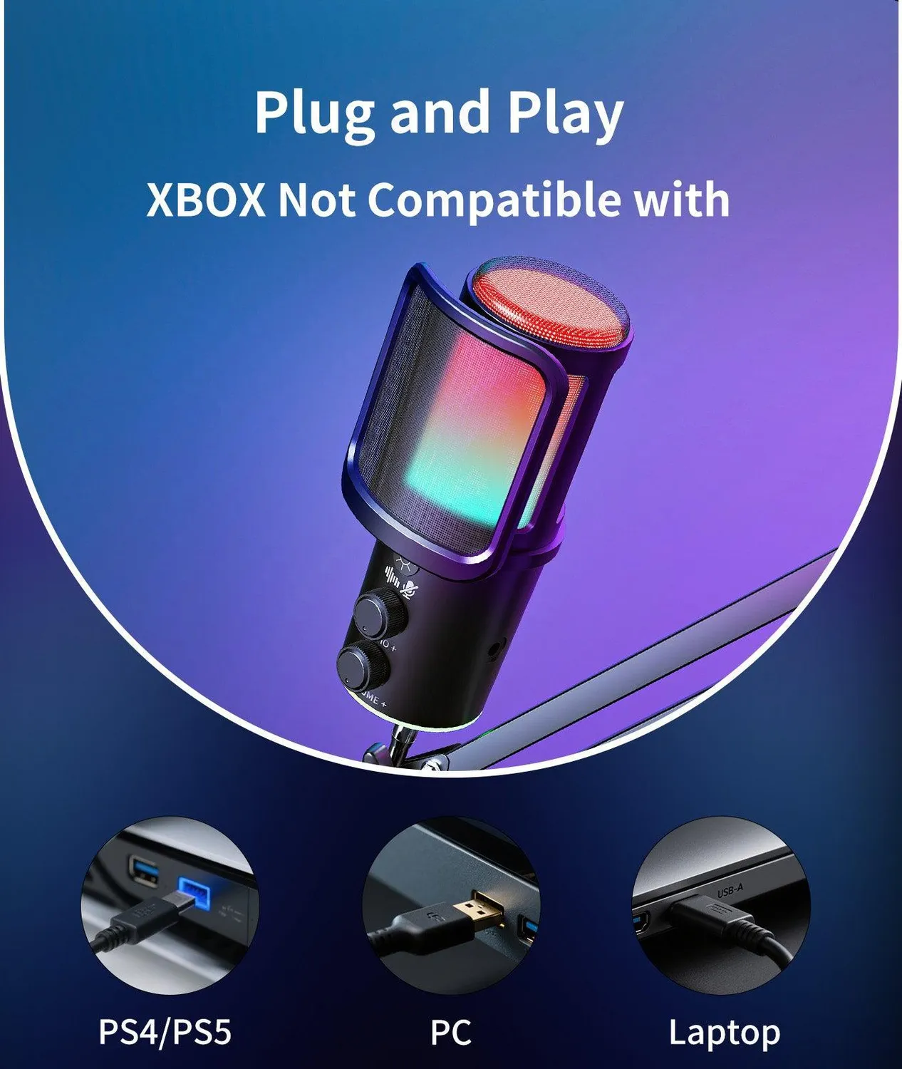 ONIKUMA M530 microfoon USB zwart met monitoring