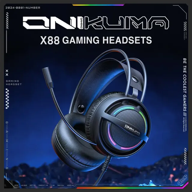ONIKUMA X88 gaming headset zwart RGB 50mm