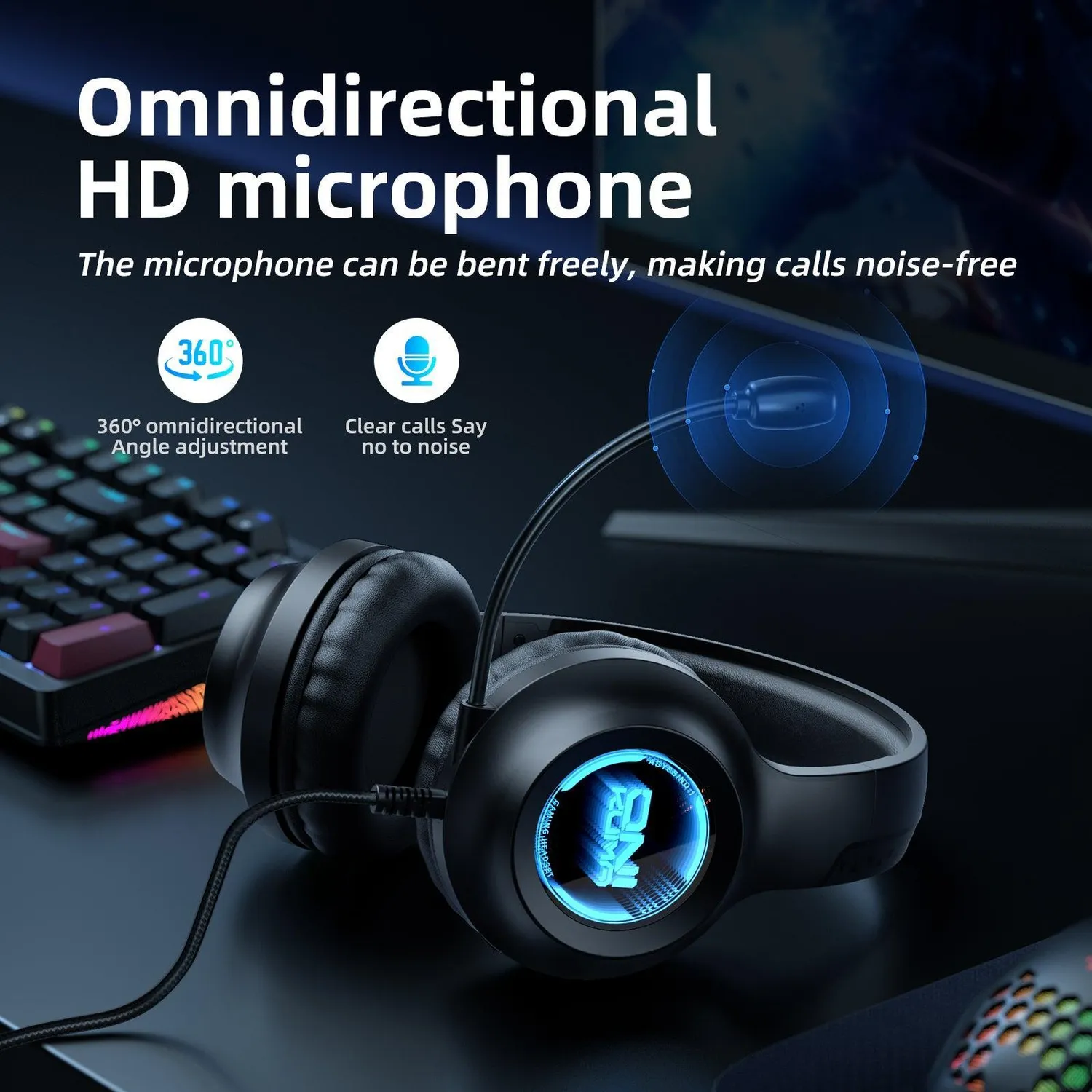 ONIKUMA X36 gaming headset zwart bedraad met licht