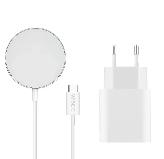WiseQ MagSafe 20W snellader draadloze oplader wit 1,5m