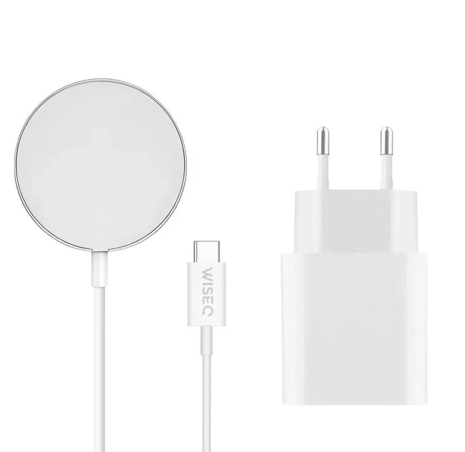 WiseQ MagSafe 20W snellader draadloze oplader wit 1,5m