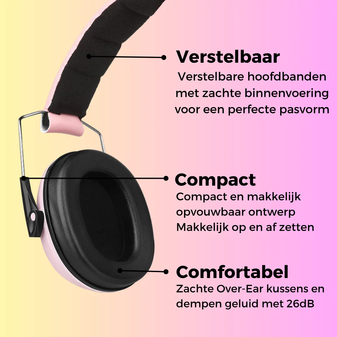 WISEQ Gehoorbescherming kinderen roze 26dB opvouwbaar
