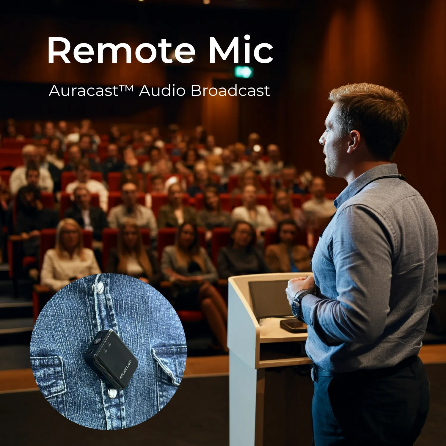 Moerlab SoundLinker Portable audiozender Auracast 40ms